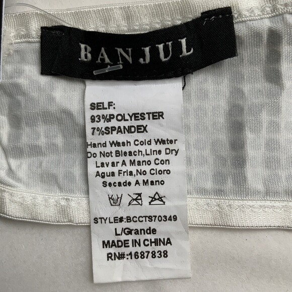 Banjul Rhinestone Embellished Swim Top White Zip Back  L - Picture 5 of 12